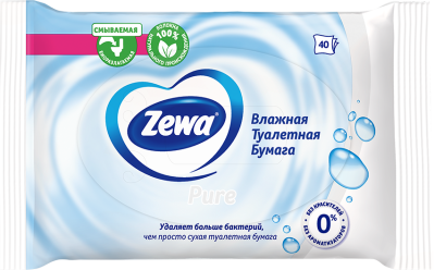 Влажная туалетная бумага Зева Пьюр А40
