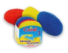 Губка для посуды Корал пластиковая 3шт