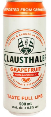 Пиво светлое б/а Клаусталер Грейпфрут 0,5л ж/б