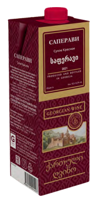 Вино Саперави кр сух 1л 12% т/п