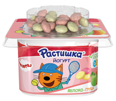 Йогурт Растишка Яблоко-Груша с печеньем от 3-х лет 3% 118г БЗМЖ