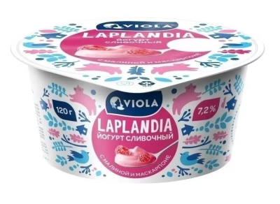 Йогурт сливочный Лапландия Виола Малина/Маскарпоне 7,2% 120г БЗМЖ