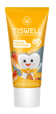 Зубная паста детская Tiswell реминерализующая с наногидроксиапатитом Тропическое манго с 6 лет 60г