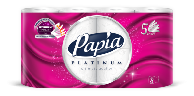 Бумага туалетная Папиа 5-сл 8 рул Платинум