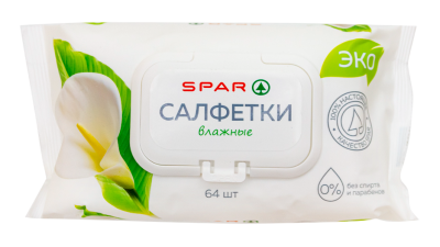 Салфетки влажные SPAR Эко с клапаном 64шт