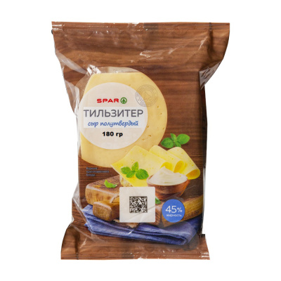 Сыр Тильзитер SPAR 45% флоупак 180г БЗМЖ