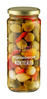 Коктейль средиземн оливки/овощи Густория 340г ст/б