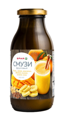 Смузи SPAR Банан/Манго/Апельсин/Овсяные хлопья/Семена Льна 0,3л ст/б