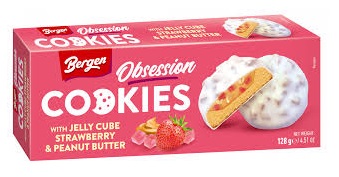 Печенье Берген глазированное Желе из клубники/Арахисовая паста 128г