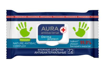 Салфетки влаж Аура А72 Антибактериальные с клапаном