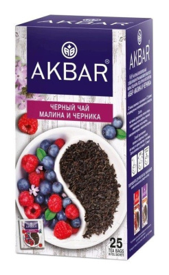 Чай Акбар черный Малина/Черника 25пак