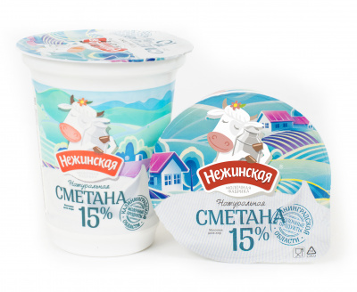 Сметана Нежинская МФ 15% 315г БЗМЖ