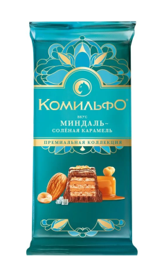 Шоколад Комильфо молочный/белый Миндаль/Соленая карамель 102г