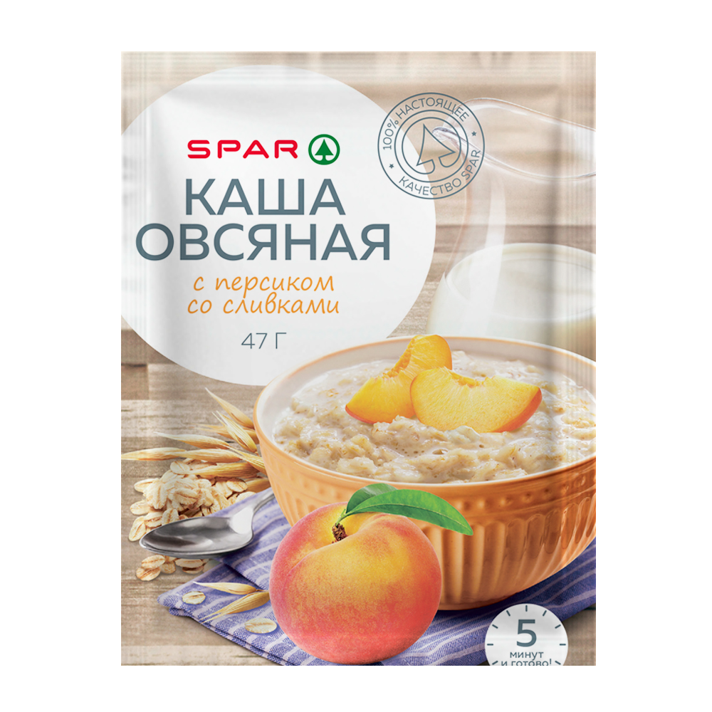 Каша овсяная SPAR Персик со сливками 47г