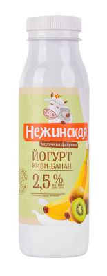 Йогурт питьевой Нежинская МФ Киви/Банан 2,5% 275г БЗМЖ