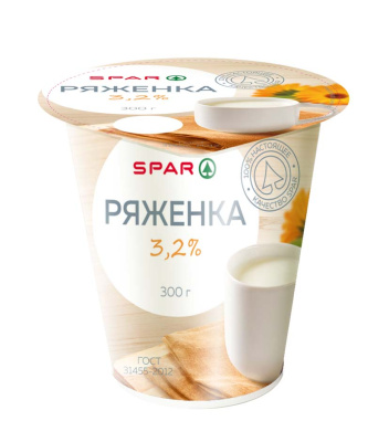Ряженка SPAR 3,2% стакан 300г БЗМЖ