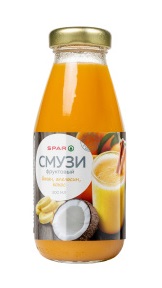 Смузи фруктовый SPAR Банан/Апельсин/Кокос 0,3л ст/б