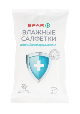 Салфетки влажные SPAR Антисептические 15шт