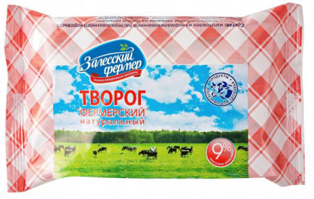 Творог Залесский фермер 9% флоупак 160г БЗМЖ