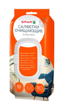 Салфетки влажные SPAR Очищающие 80шт с клапаном