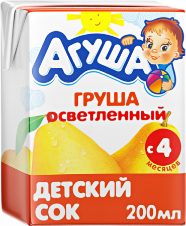 Сок Агуша Груша осветленный с 4мес т/п 200мл