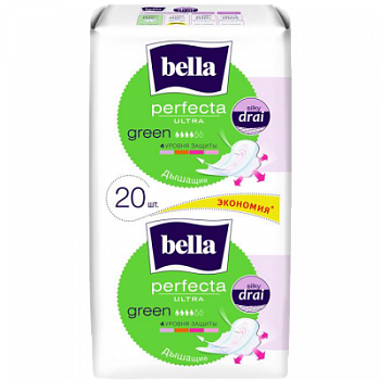 Прокладки Белла Перфекта Ультра new collection зеленые 20шт