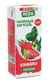 Коктейль молочный SPAR Kids Клубника с 12меc 2,5% 200г БЗМЖ