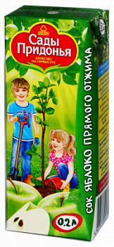 Сок Сады Придонья Яблоко прямой отжим с 4-х мес т/п 0,2л