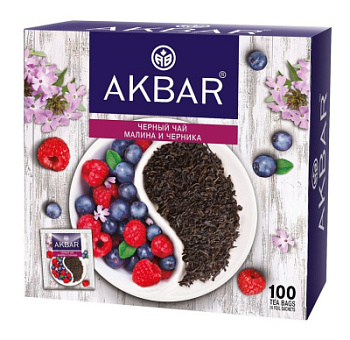 Чай Акбар черный Малина/черника 100пак