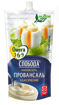 Майонез Слобода Провансаль с комплексом Омега 3-6-9 67% 400мл
