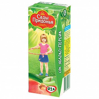 Сок Сады Придонья Яблоко/Персик с 6 мес т/п 200мл