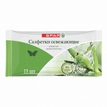 Салфетки влажные SPAR 15 листов Освежающие