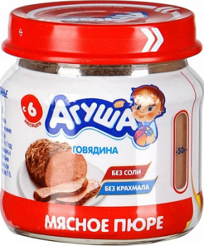 Пюре Агуша Говядина с 6мес ст/б 80г
