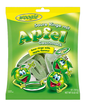 Мармелад жевательный Вуги Кислые кольца со вкусом яблока 250г