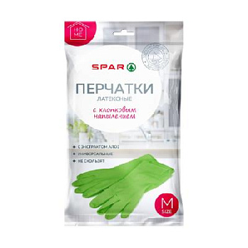 Перчатки латексные SPAR Хлопковое напыление (M)