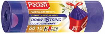 Мешки для мусора Paclan Aroma с тесьмой 60л 10шт фиолетовый
