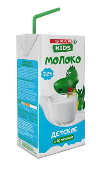Молоко SPAR Kids с 12мес 3,2% 200г БЗМЖ