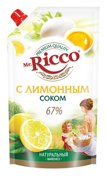 Майонез Мр.Рикко с лимонным соком 67% 400мл
