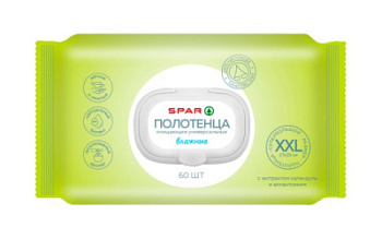 Полотенца влажные SPAR Очищающие XXL 27х25см 60шт