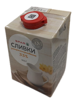 Сливки ультрапастеризованные SPAR 33% т/п 500г БЗМЖ
