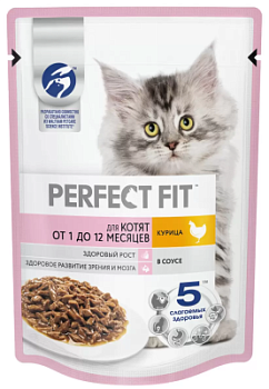 Корм влажный для котят Перфект Фит Курица в соусе 75г