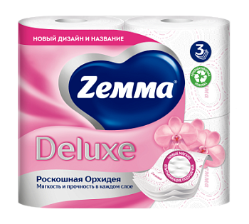 Бумага туалетная Земма 3-сл 4 рул Делюкс Орхидея