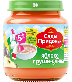 Пюре Сады Придонья Яблоко/Груша/Слива с 5мес ст/б 120г