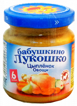 Пюре Бабушкино Лукошко Цыпленок/Овощи с 6 мес ст/б 100г