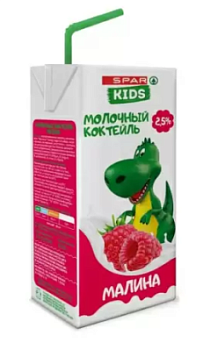 Коктейль молочный SPAR Kids Малина с 12мес 2,5% 200г БЗМЖ