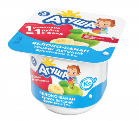 Творог Агуша Яблоко/Банан с 6 мес 3,9% 100г БЗМЖ