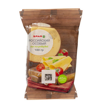 Сыр Российский Особый SPAR 45% флоупак 180г БЗМЖ
