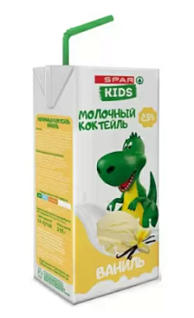 Коктейль молочный SPAR Kids Ваниль с 12мес 2,5% 200г БЗМЖ