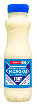 Молоко сгущенное цельное SPAR с сахаром ГОСТ 8,5% бутылка 350г БЗМЖ