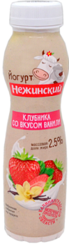 Йогурт питьевой Нежинская МФ Клубника/Ваниль 2,5% 275г БЗМЖ